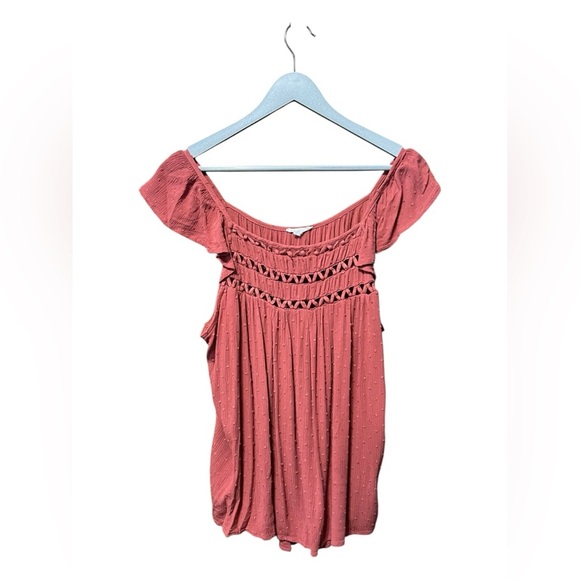 🟣Maurices Rust Red Off-Shoulder Tank Top – Size 1X - Picture 1 of 4